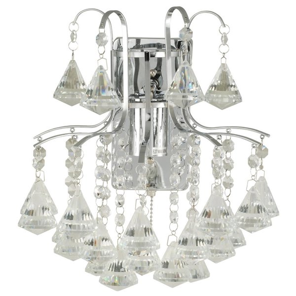 Kinkiet LAMPA glamour 6246/1 8C Elem ścienna OPRAWA szklana z kryształkami crystals chrom przezroczysta