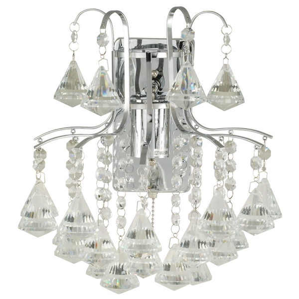 Kinkiet LAMPA glamour Monte Carlo 6246/1 8C Elem ścienna OPRAWA szklana z kryształkami crystals chrom przezroczysta