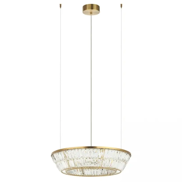 Wisząca lampa glamour 23046 LED 38W 3000K kryształ ring mosiądz