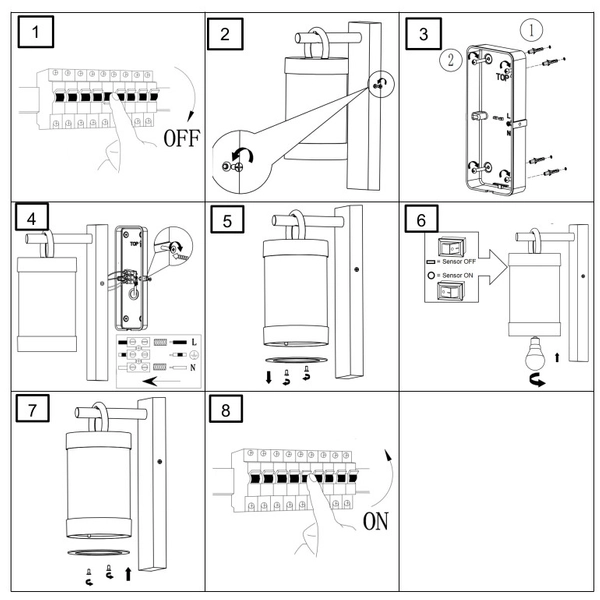 Ścienna LAMPA ogrodowa CUSTYRA DL131204160 Trio industrialna OPRAWA elewacyjny kinkiet outdoor IP44 biały przezroczysty