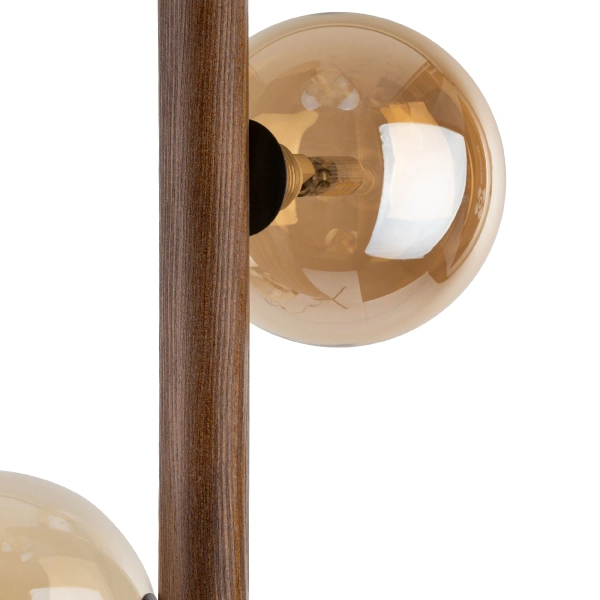 Podłogowa lampa stojąca Estera Wood 16151 do salonu bursztynowa brązowa