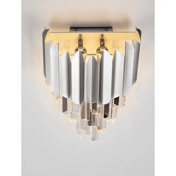 Kinkiet ścienny glamour kryształowy PELAVRO LE45104 do salonu srebrna