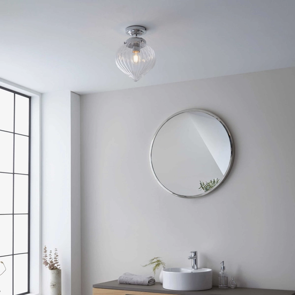 Łazienkowa lampa sufitowa Chestona 96489 Endon szklana IP44 przezroczysty chrom