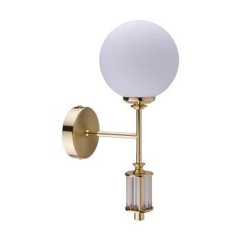 Kulista lampa ścienna Artu Glass ART-K-1 (Z) G kula biała mosiądz