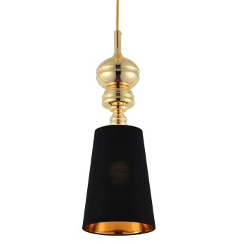 Wisząca lampa hampton Queen MP-8846-18 black gold Step abażurowa czarna złota