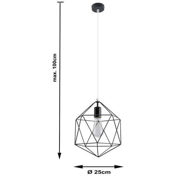 Druciana LAMPA wisząca SL.0291 industrialna OPRAWA zwis druciak metalowy czarny