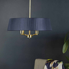 Żyrandol z abażurem Cristin CRI0423 Dar Lighting vintage mosiądz granatowy