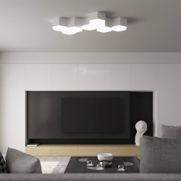 Sześciokątna lampa sufitowa SL.1056 do sypialni biała