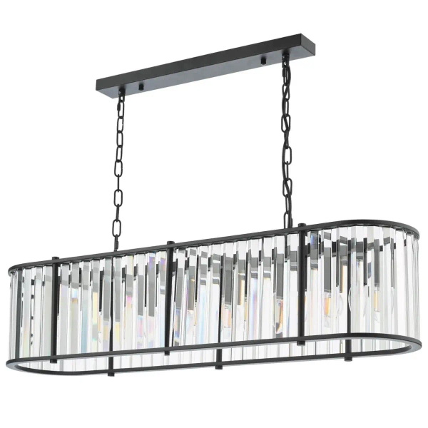 Owalna wisząca lampa Kiran KIR3422 nad stół kryształowy czarny