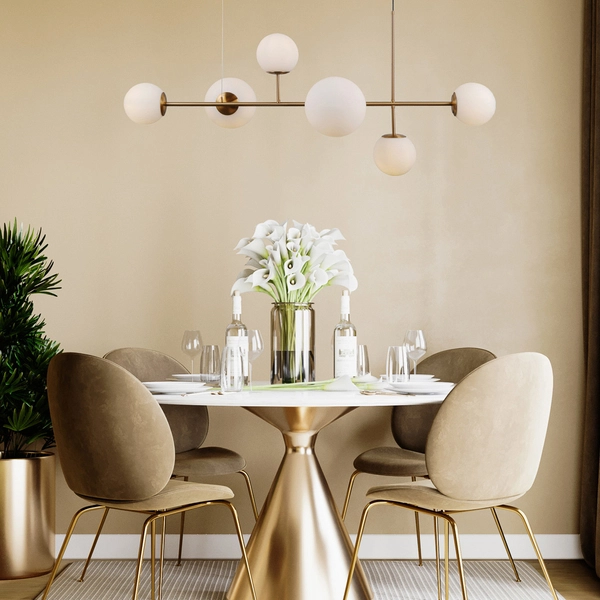 LAMPA wisząca VAILANTE PND-31221-6-HBR Italux loftowa OPRAWA zwis szklane kule balls mosiądz