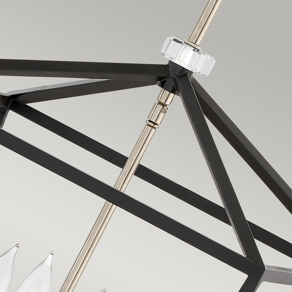 Lampa wisząca QN-STINSON-4P-L-BK na łańcuchu nikiel czarna