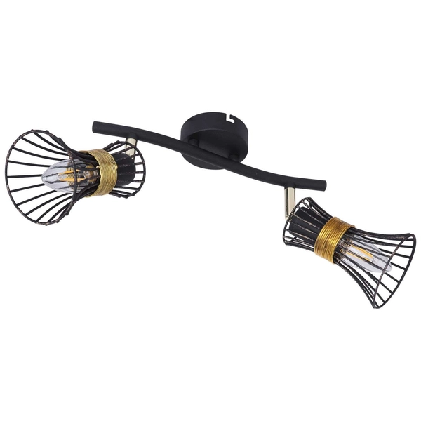 LAMPA ścienna PURRA 54814-2 Globo rustykalna OPRAWA kinkiet klatki druciane industrialne czarne złote