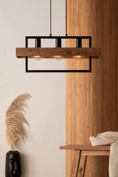 Industrialna lampa wisząca Robin 32217 drewniana czarna