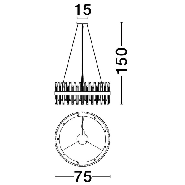 Wisząca lampa do salonu CHOLULA LE44721 kryształowa złota przezroczysta