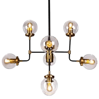 Industrialna lampa sufitowa Boston molekuły czarna mosiądz