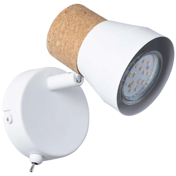 Metalowa lampa ścienna Moka 75711/75 korek biała