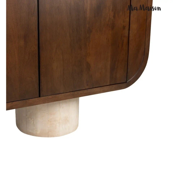 Szafka niska PAGODA MM001501100408 brązowa drewniana dekor marmuru 180cm
