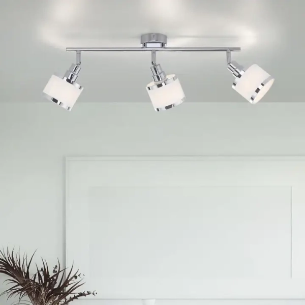 Potrójna lampa sufitowa ACCOR chrom biała reflektory regulowane do jadalni 15373-17