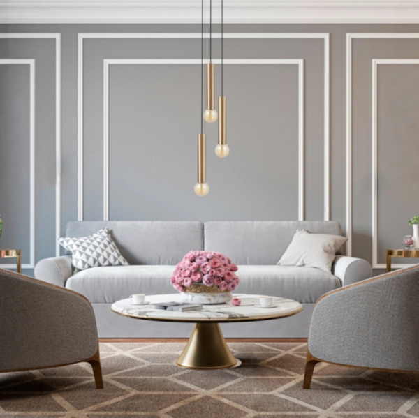 Wisząca lampa gabinetowa Baton 7855 minimalistyczne tuby mosiądz