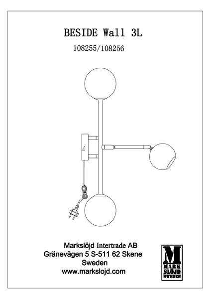 Nowoczesna lampa ścienna Beside z reflektorkiem czarna biała