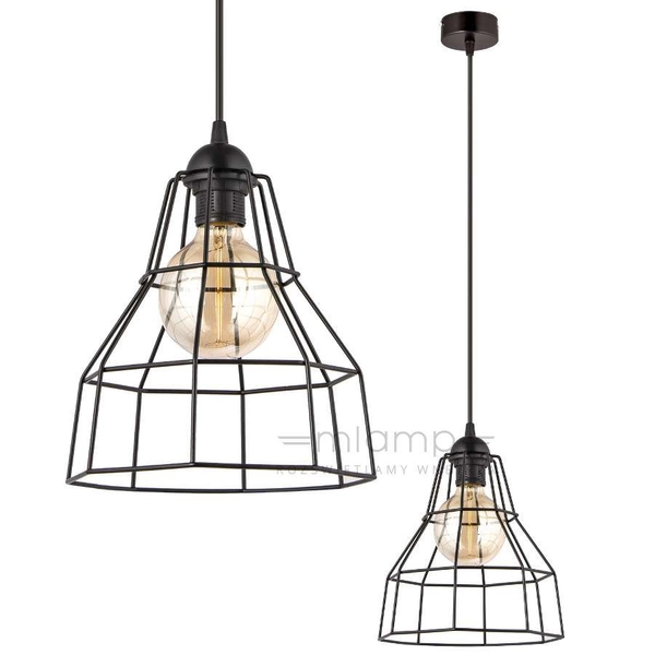 Wisząca lampa druciana VEN W-CORF/A BK loft czarny