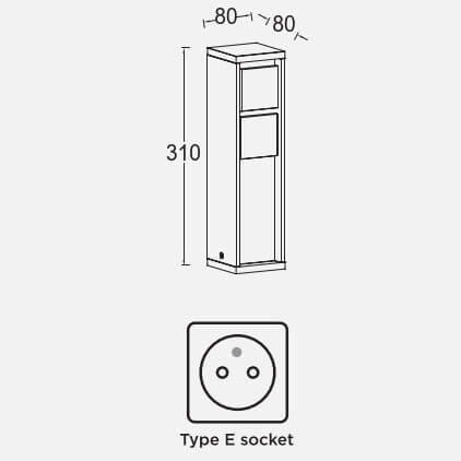 Metalowy słupek zasilający MAINS 9702202012 Lutec IP54 ogrodowy czarny