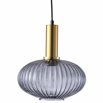 Loftowa LAMPA wisząca NORFOLK 317391 Polux plisowany ZWIS szklany nad łóżko przydymiony