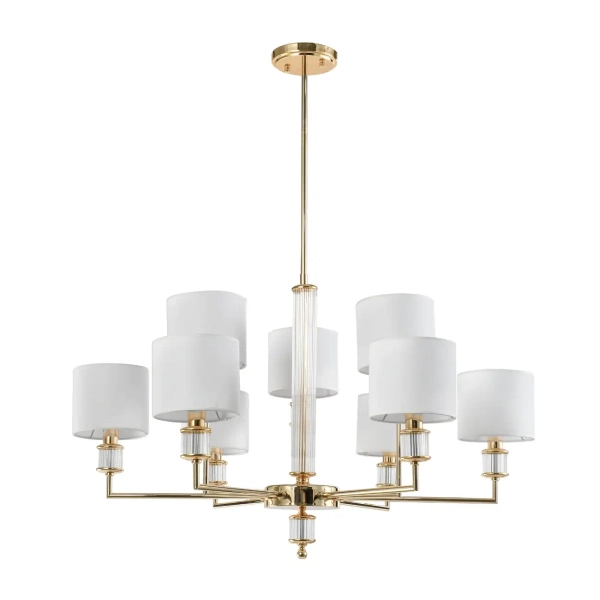 Lampa wisząca żyrandol SUTTON biała złota błyszcząca metalowa szklana E14 9p P09378AU-WH