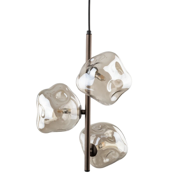 Potrójna wisząca lampa Lava Brown 11036 szklane kule brązowy