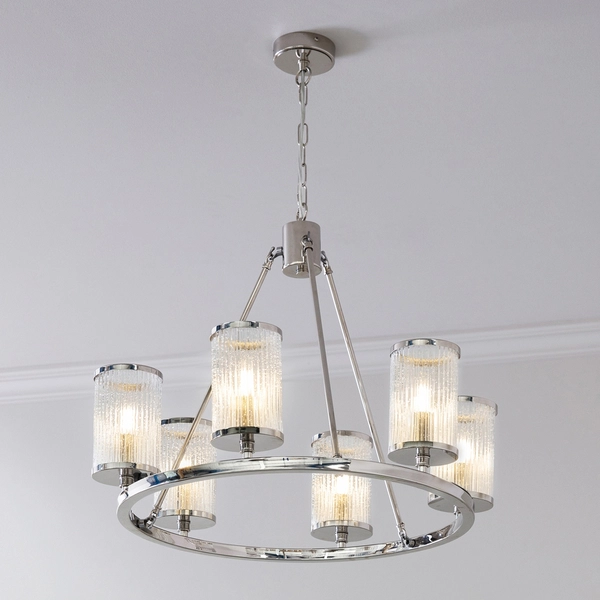 Lampa wisząca Easton 74128 Endon szklane tuby okrągłe nikiel