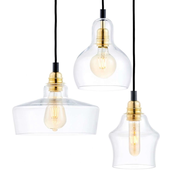 Loftowa LAMPA wisząca LONGIS 10877305 Kaspa szklana OPRAWA skandynawski ZWIS kaskada złota przezroczysta czarna