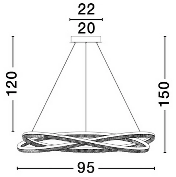 Lampa zwisająca do salonu ILAVE LE44323 LED 68W 3000K wstęga czarna