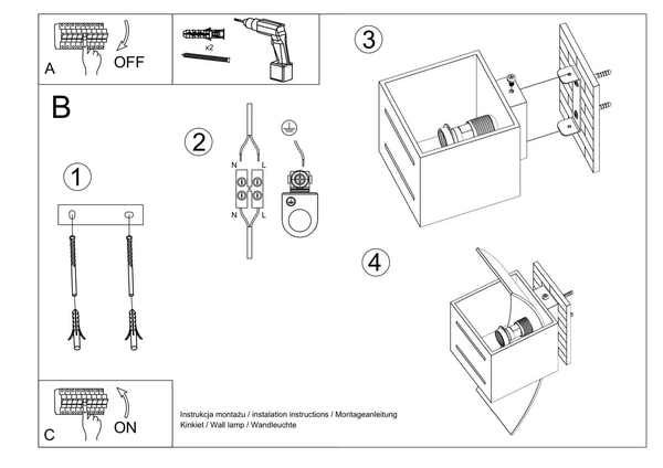 LAMPA ścienna SL.0203 metalowa OPRAWA kinkiet kostka biała