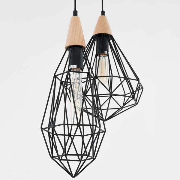 LAMPA wisząca MAELLE MDM-2591/3 BK Italux metalowa OPRAWA druciana hygge ZWIS kaskada geometryczna czarna