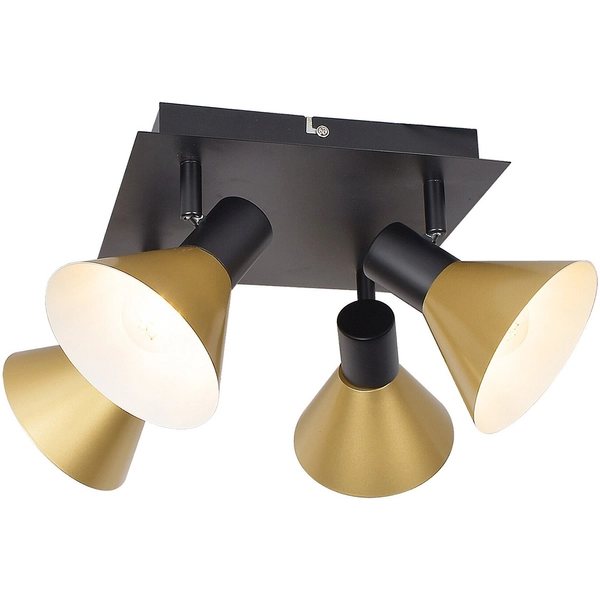 Sufitowa lampa kwadratowa Alvaro 3159 ruchome reflektorki czarne złote