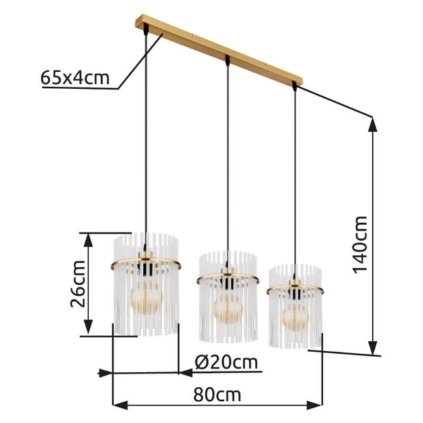 Żyrandol potrójny GORLEY 15698-3HM metalowy glamour złoty