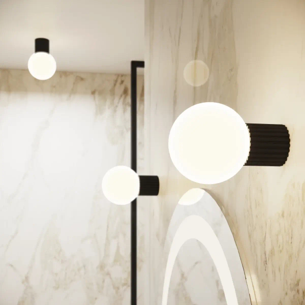 Ścienna lampa kulista HALO SL.1712 do łazienki IP44 biała czarna