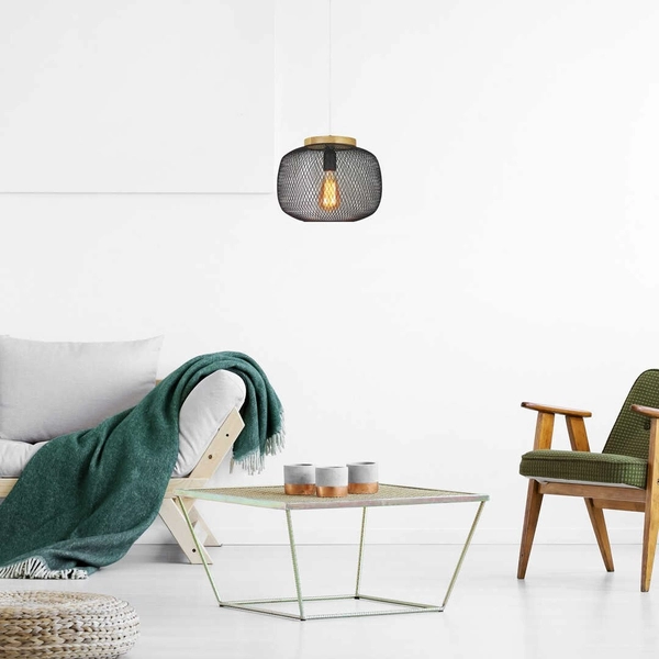 Wisząca LAMPA skandynawska RUPERT 5238 Rabalux ażurowy ZWIS do jadalni okrągły metalowy loft czarny