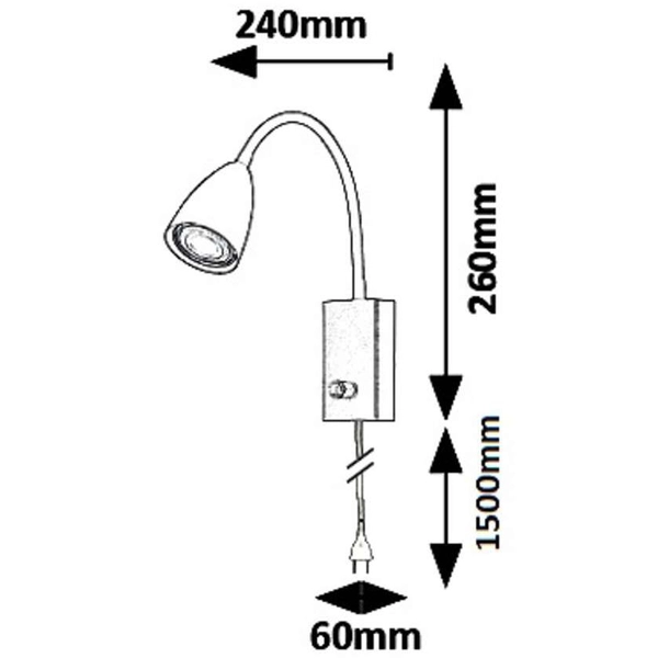 Kinkiet LAMPA ścienna MIKA 6720 Rabalux regulowana OPRAWA metalowa nocna włącznik przewód biała