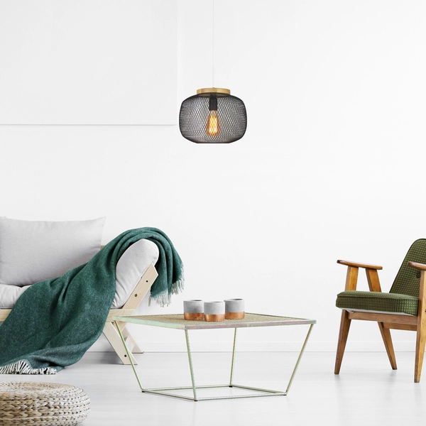 Wisząca LAMPA skandynawska RUPERT 5238 Rabalux ażurowy ZWIS do jadalni okrągły metalowy loft czarny