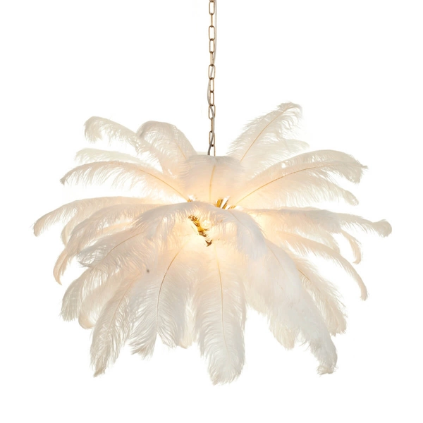 Wisząca lampa pióra EMU ST-DN127 white do salonu biały złoty