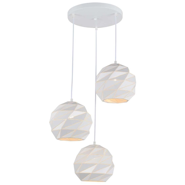 Geometryczna LAMPA wisząca PALERMO PND-2424-3S-WH Italux metalowa OPRAWA kaskada zwis kule balls białe