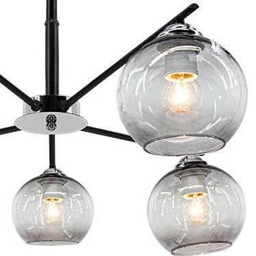 Modernistyczna LAMPA sufitowa 1859/5 8C BL Elem szklana OPRAWA loftowa molecular chrom czarna