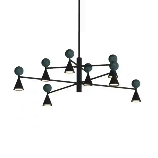 Żyrandol stożkowy BINGO czarny P0684 1xLED 57W 3000K trawertyn kule