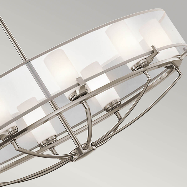 Salonowa lampa wisząca Saldana KL-SALDANA8 Kichler owalna srebrna