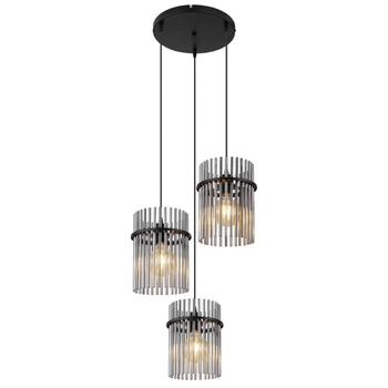 Lampa wisząca ze szkła GORLEY 15698-3HR loftowa czarna przydymiona