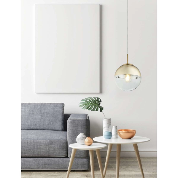 LAMPA wisząca VARUS 15855 Globo szklana OPRAWA zwis kula ball złota przezroczysta