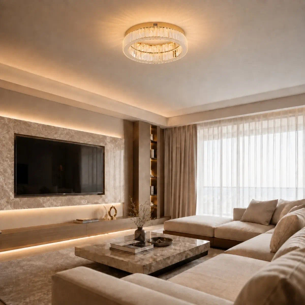Plafon kryształowy APOLLO ST-8876W-50 złoty LED 12W glamour