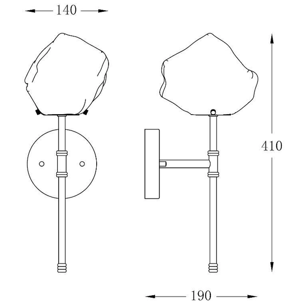 Szklany kinkiet ścienny ROCK W0488-01D-SEAC złoty przezroczysty czarny