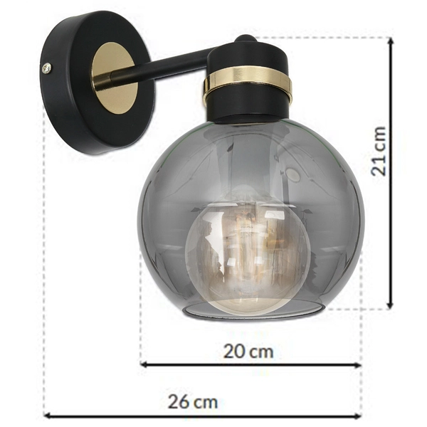 Ścienna LAMPA industrialna OMEGA MLP6528 Milagro szklana OPRAWA okrągły kinkiet loft czarny przezroczysty